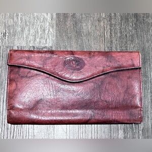 Buxton Heiress Organizer Clutch Wallet Top Grain Cowhide Leather In Wine